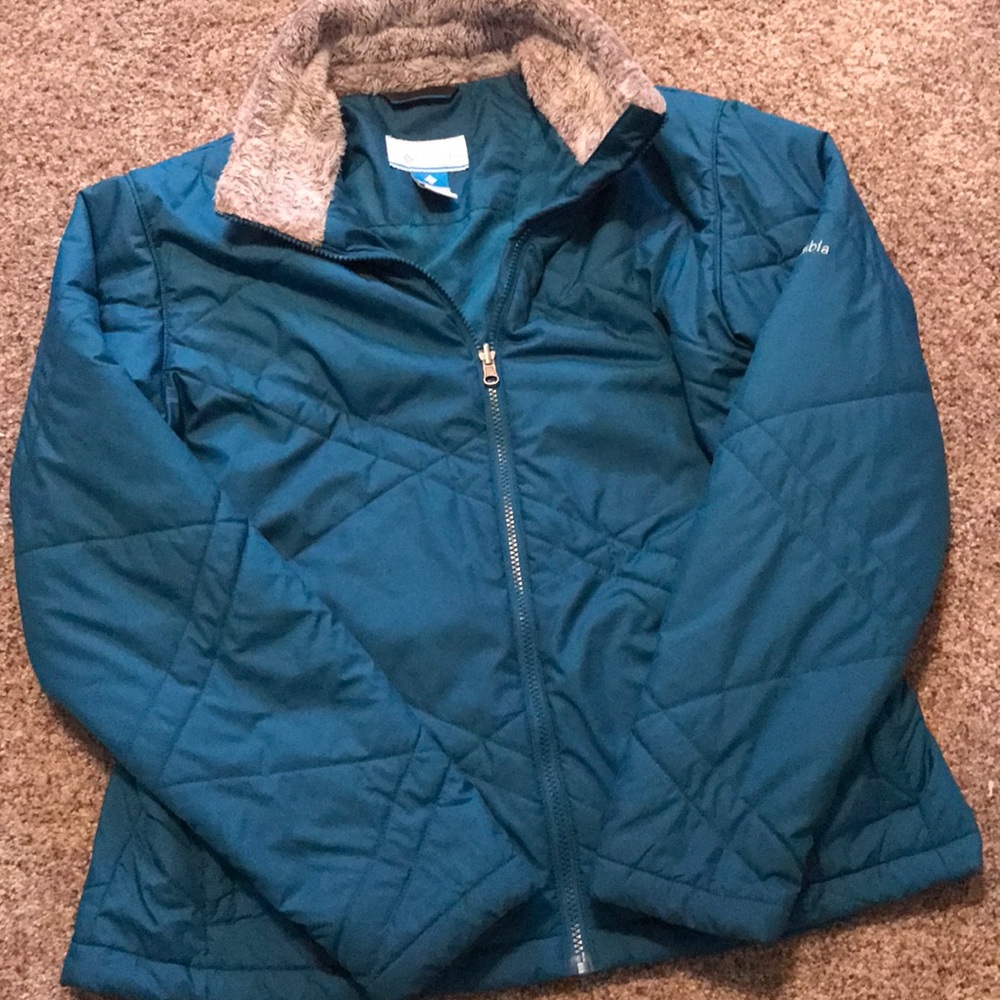 Columbia Teal XL Jacket w/ Fur Collar Interchange